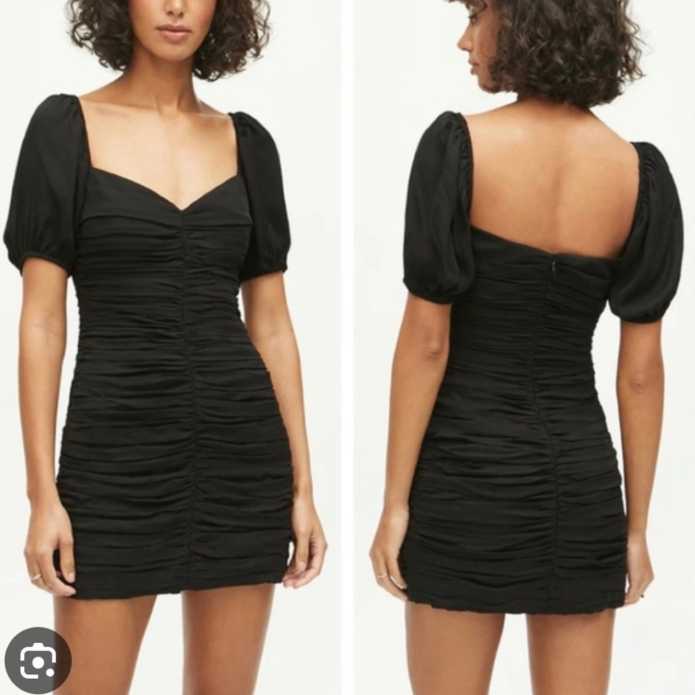 Rhode Esme puffed sleeve, rouched black dress